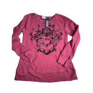 Harley Davidson long sleeve women Med shirt zipper shoulders w front pocket Q6